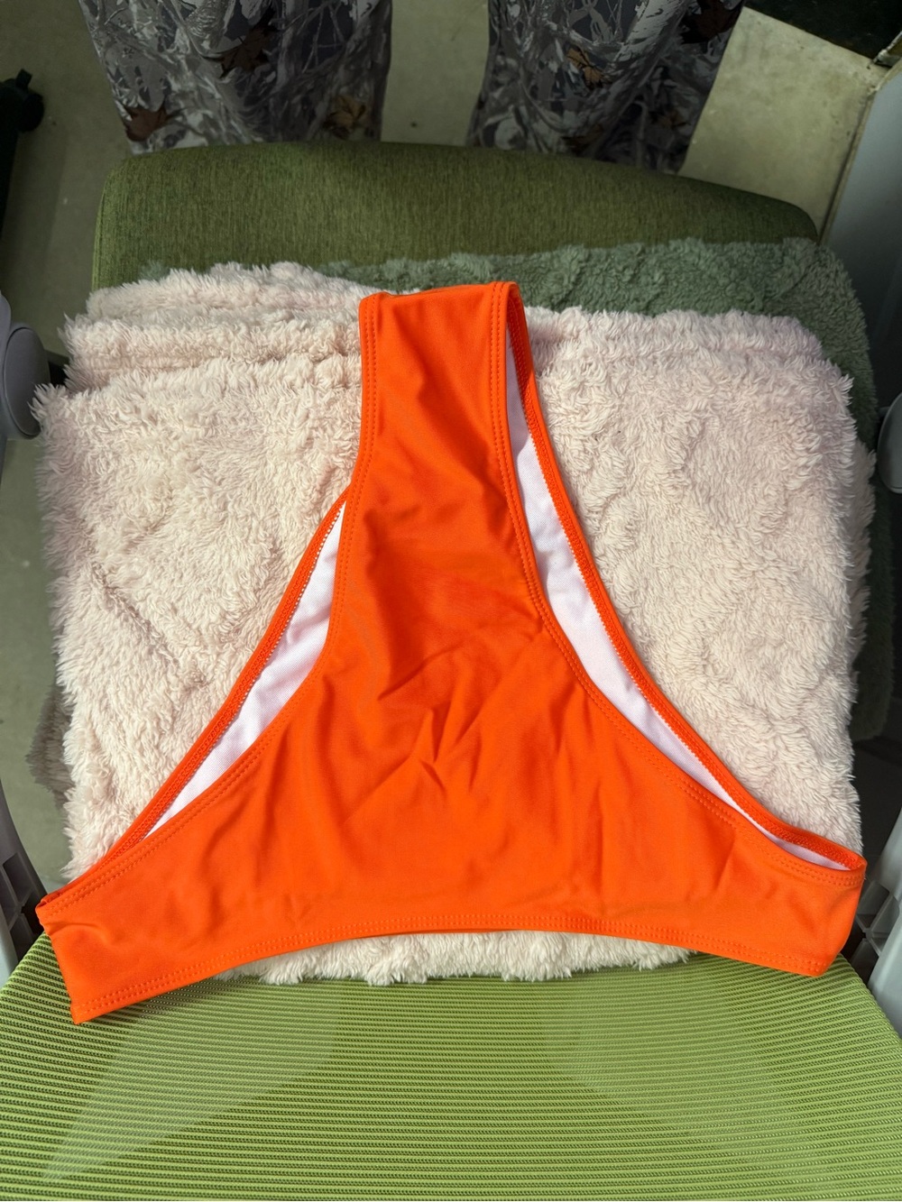 SHEIN Orange Scoop-Back Swim Bandeau Top